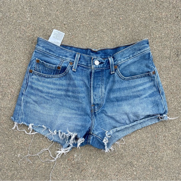 Levi's Pants - Levi’s Levi Strauss Button Fly Blue Jean Denim Cut Off Raw Hem Shorts Sz 27